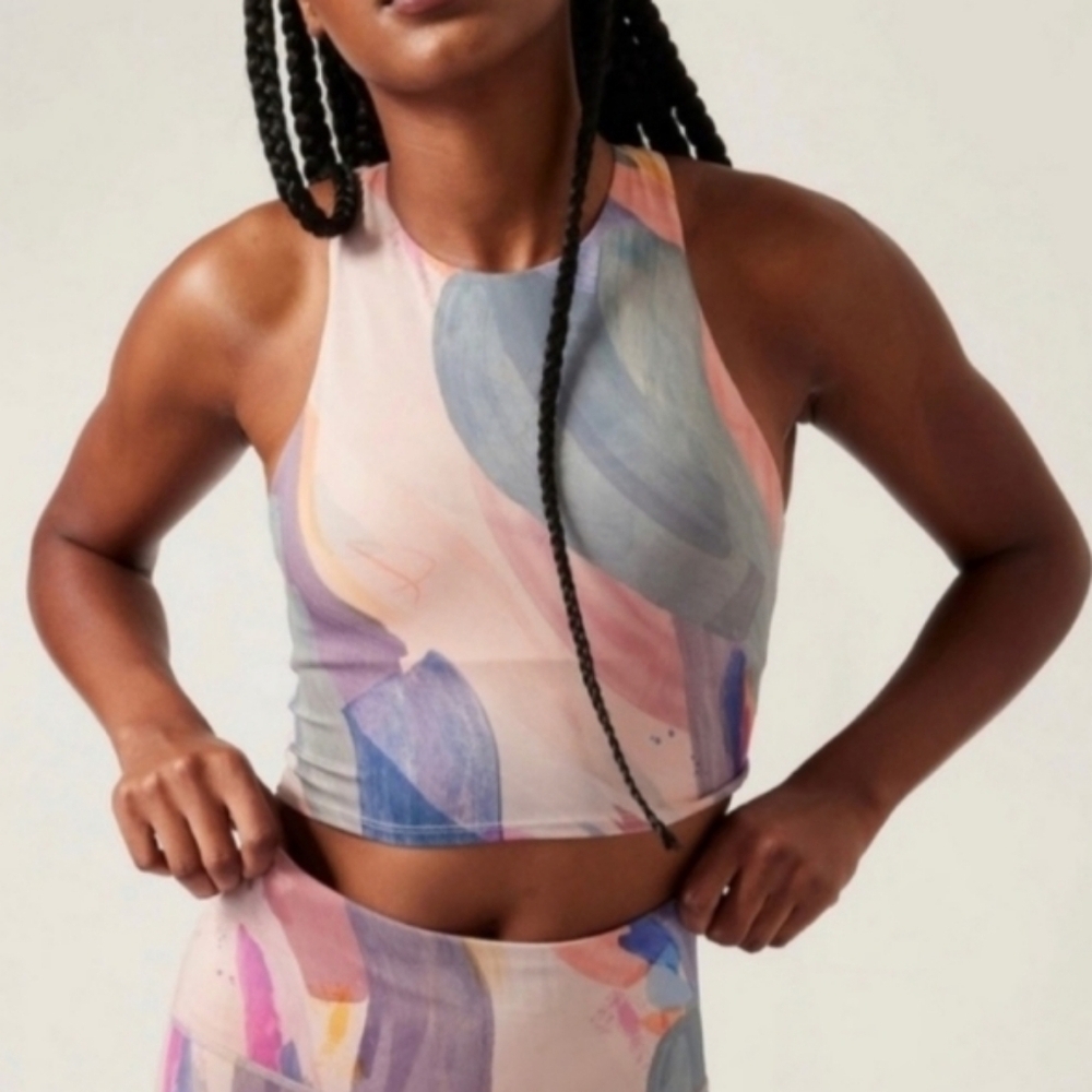 Athleta Conscious Crop Printed Vibrance Orchid D DD+ 1X Plus